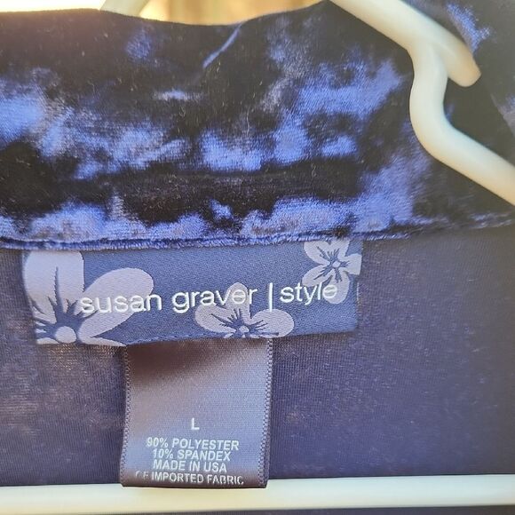 Susan Graver Blue Ruffled Notched Collar Blazer - Picture 2 of 5